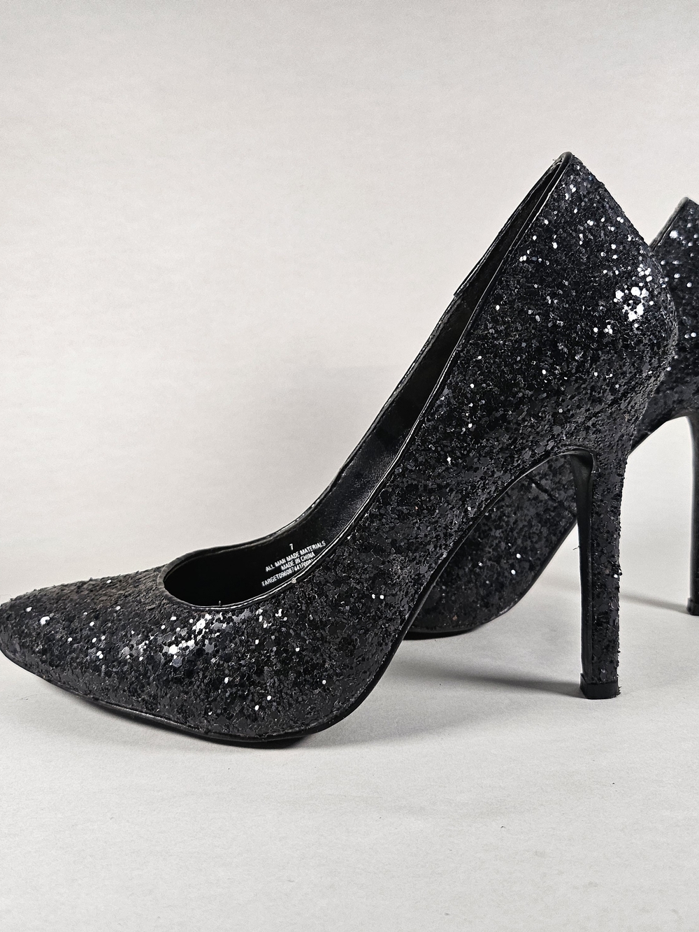 Mossimo Supply Co. Black Glitter Pointed Toe Stilettos 7